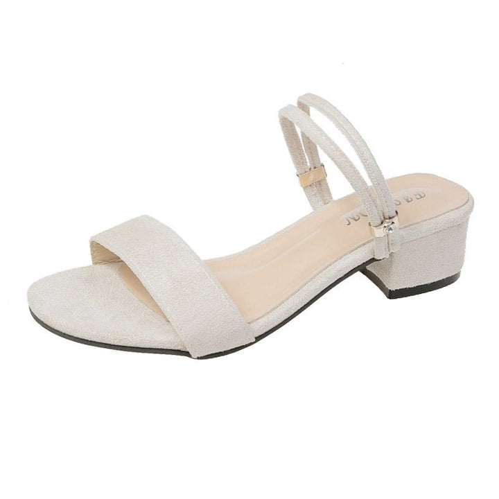 Lightweight women’s sandals - Korean-style low-heeled peep-toe, fabric upper, for casual everyday wear