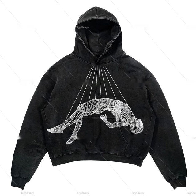 Warm Relaxed Hoodie - Cropped Pullover Polyester Streetwear
