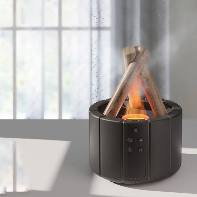 Simulated Flame Aroma Diffuser - Bonfire Air Humidifier, 280ml Ultrasonic Cool Mist Maker with LED Night Light