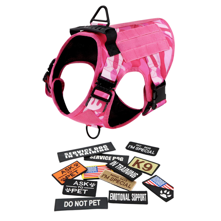 Tactical Dog Harness No-Pull With Front And Back D-Rings Quick-Release Buckles Top Handle Heavy-Duty Training