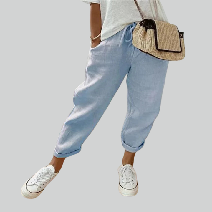 Autumn Cotton Linen Wide Leg Pants - Casual High Waist Trousers for Women