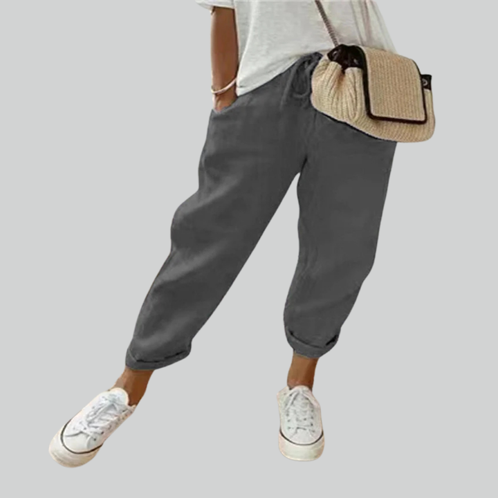 Autumn Cotton Linen Wide Leg Pants - Casual High Waist Trousers for Women