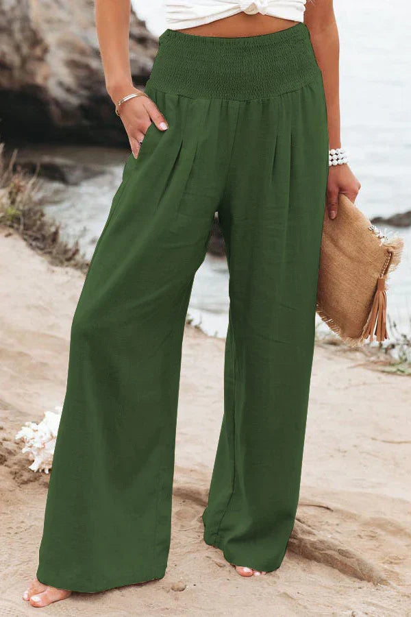 High Waist Wide Leg Linen Pants for Women, Lightweight Palazzo Trousers, Elegant and Versatile Fashion