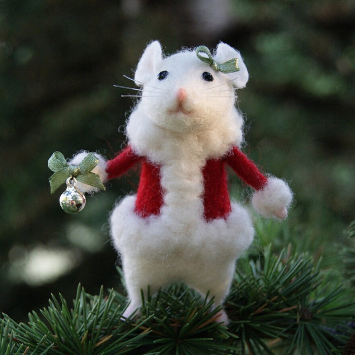 Handcrafted Felt Pumpkin Mouse Ornament - Unique Seasonal Decor for Halloween &amp; Christmas Celebrations