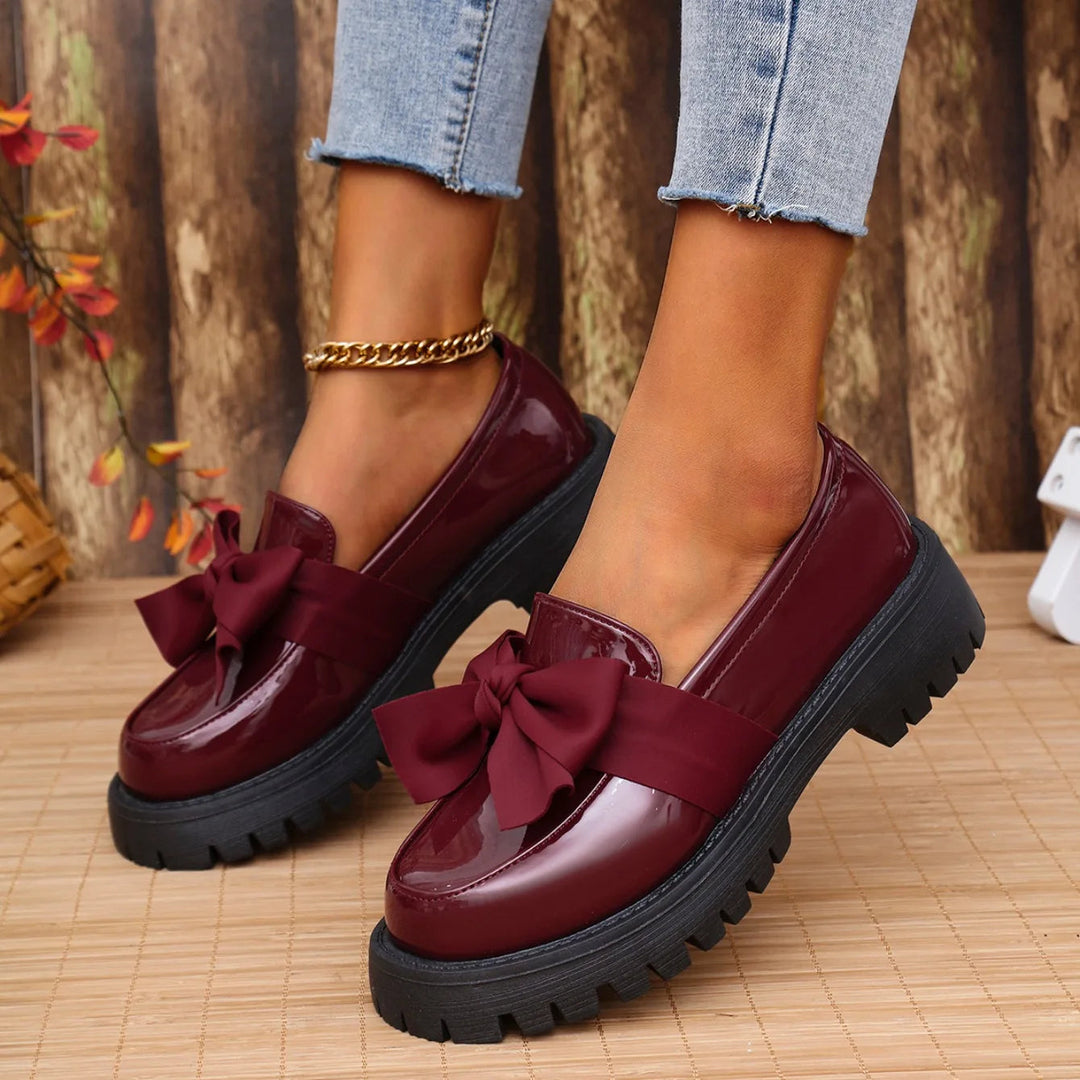 Thick Varnished Leather Moccasins for Women with Robust Sole for Comfort and Style