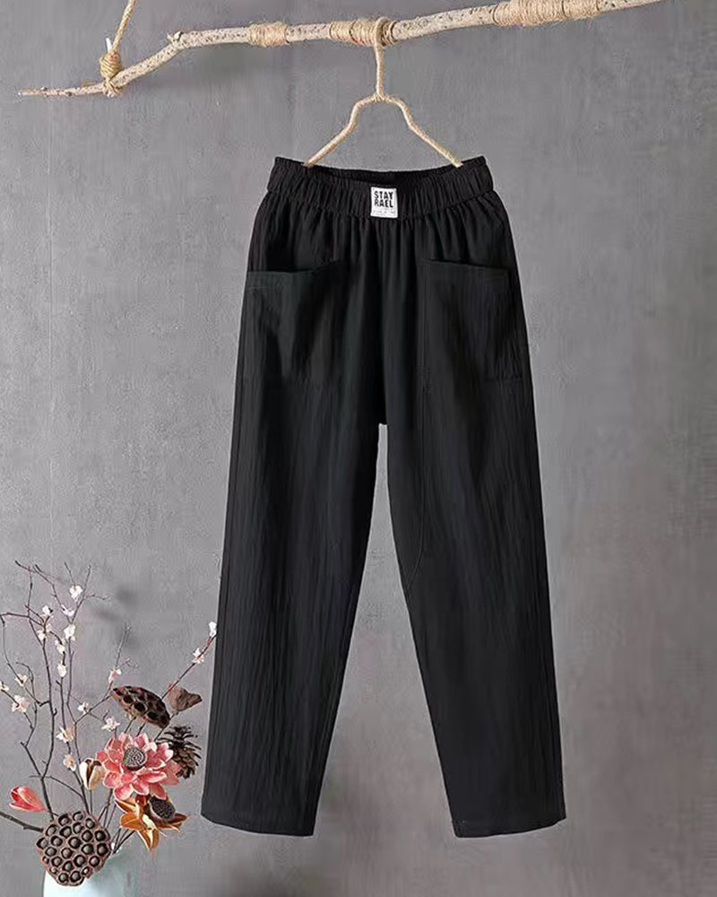 Loose-Fitting White Linen Pants for Women, Breathable Flax Trousers for All Occasions, Comfortable and Stylish