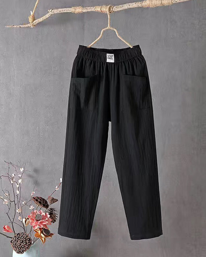 Loose-Fitting White Linen Pants for Women, Breathable Flax Trousers for All Occasions, Comfortable and Stylish