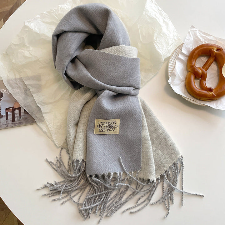 Warm Women Scarf - Reversible Fringed Cashmere Winter