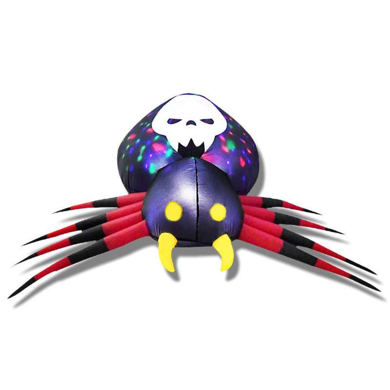 Inflatable Spider With LED Skull Abdomen Halloween Decor