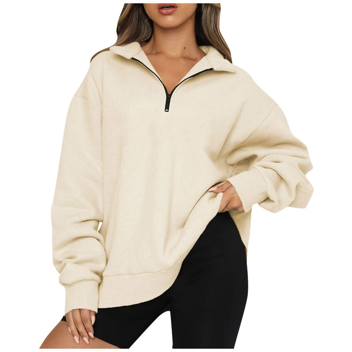 Lightweight Women Zip Sweatshirt - Oversized Pullover Casual