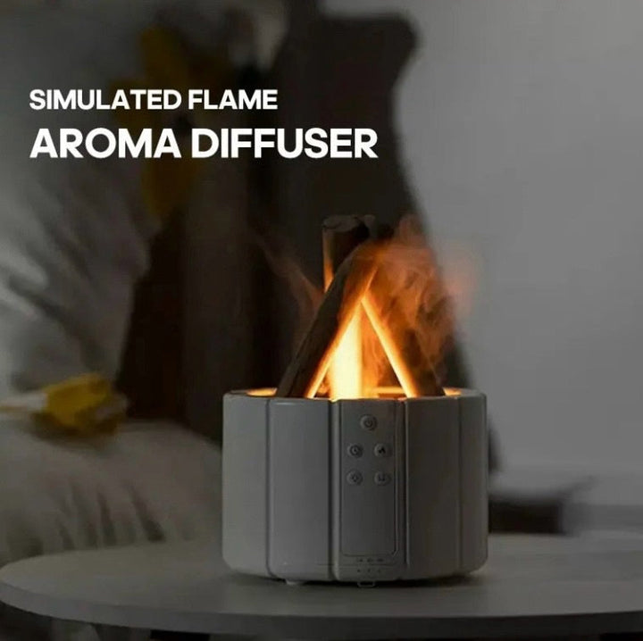 Simulated Flame Aroma Diffuser - Bonfire Air Humidifier, 280ml Ultrasonic Cool Mist Maker with LED Night Light