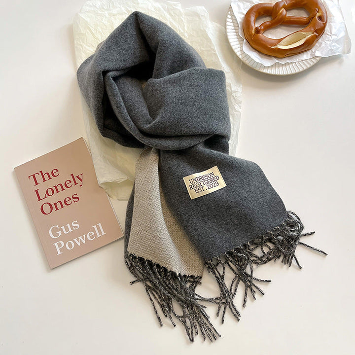 Warm Women Scarf - Reversible Fringed Cashmere Winter
