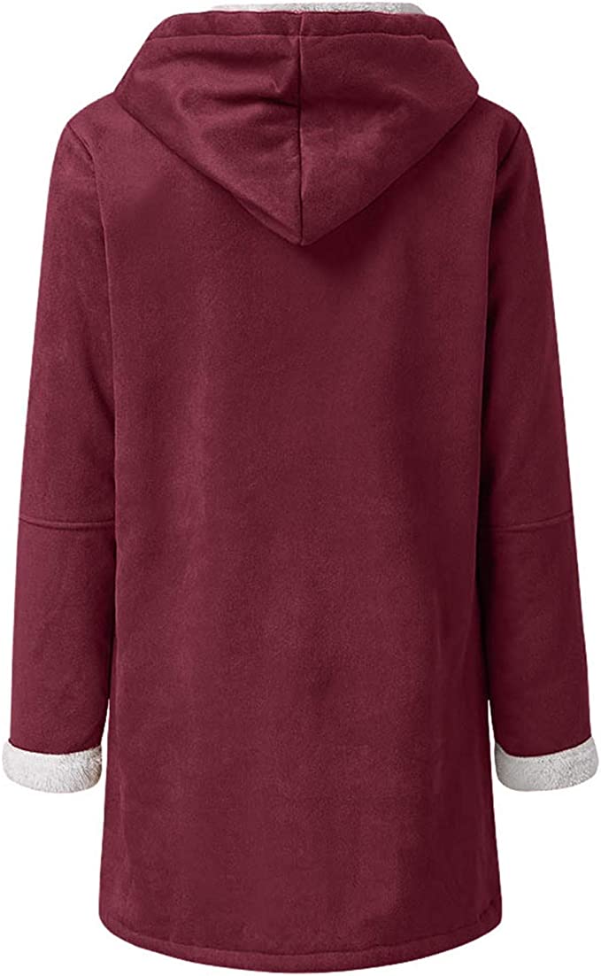 Warm Womens Winter Jacket - Hooded Mid-Thigh, Suede