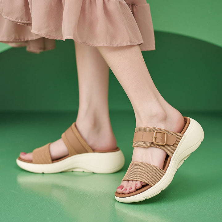 Lightweight unisex slide sandals - minimalist two-strap, synthetic leather, casual everyday wear