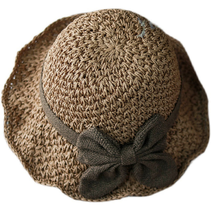 Straw Sun Hat Dome Crown With Bow Retro Beach Travel Hat Spring Autumn 2026 Trend Sun Protection