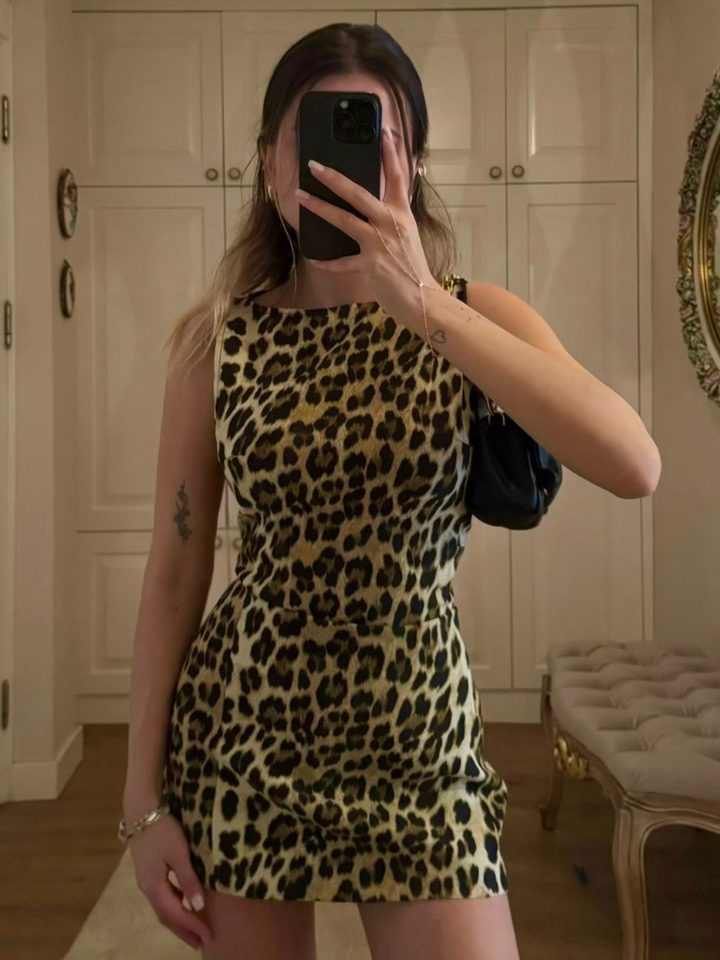 Leopard Print Mini Dress for Women - Stylish Summer Dress with Flattering Fit for Casual and Festive Occasions