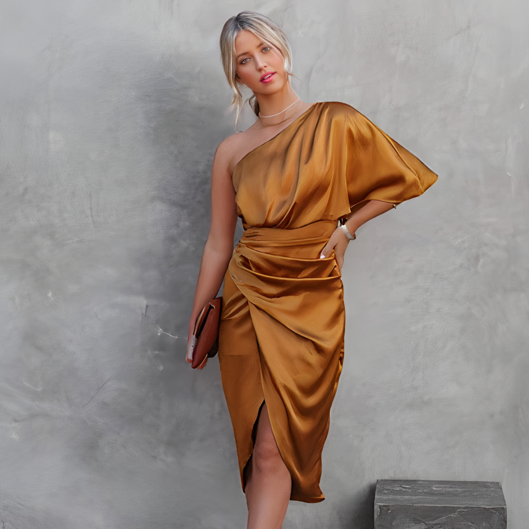 Asymmetrical Evening Dress for Formal Events, Elegant Gown for Weddings and Parties, Comfortable and Stylish