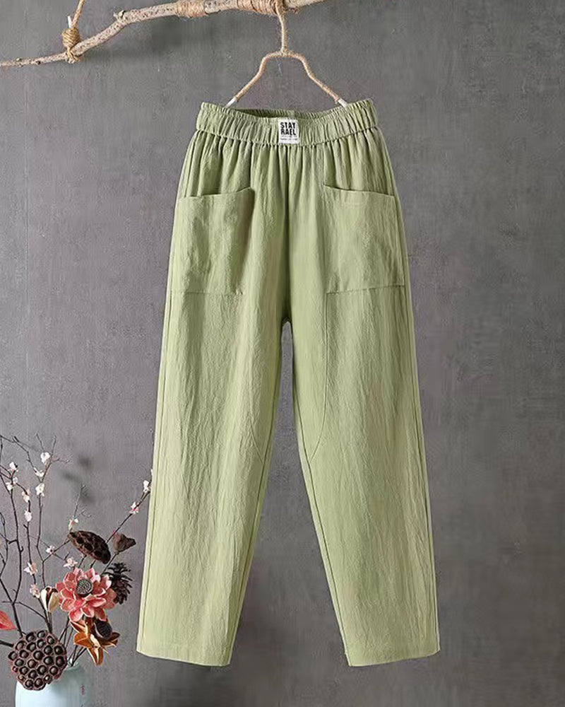 Loose-Fitting White Linen Pants for Women, Breathable Flax Trousers for All Occasions, Comfortable and Stylish