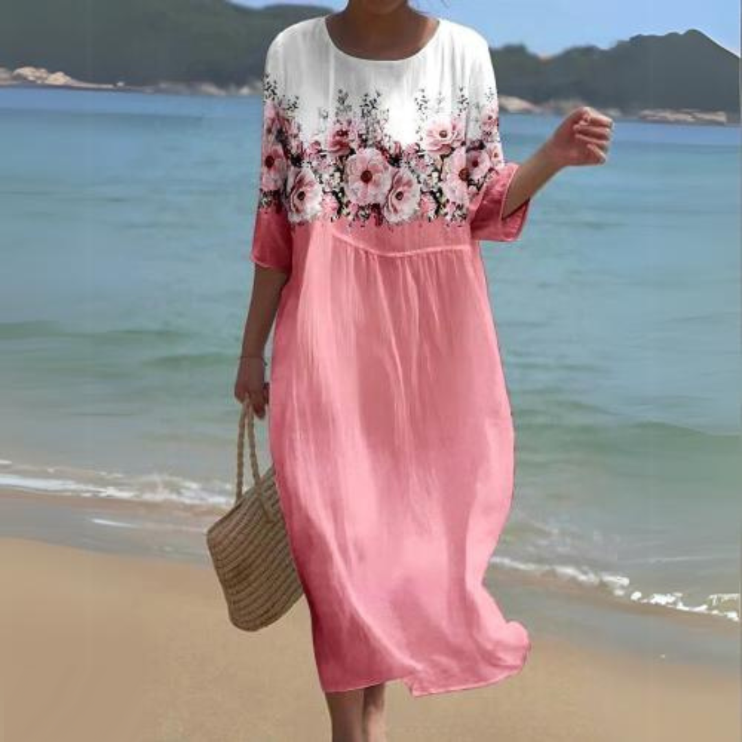 Elegant Floral Print Summer Dress for Women - Comfortable Fit Wedding Guest or Cocktail Dress