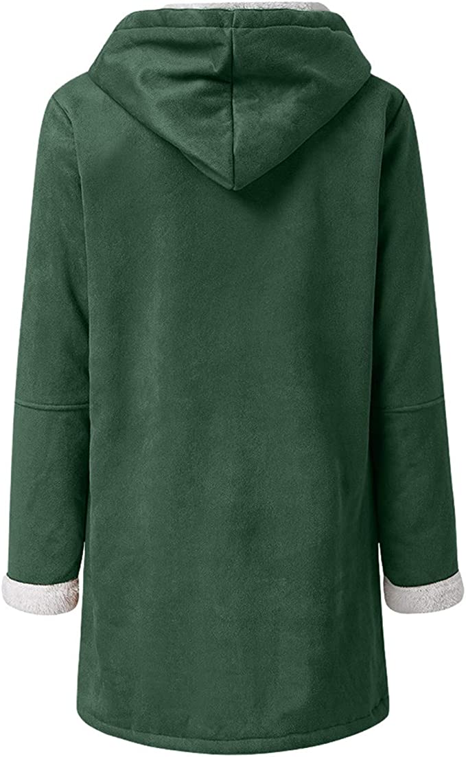 Warm Womens Winter Jacket - Hooded Mid-Thigh, Suede