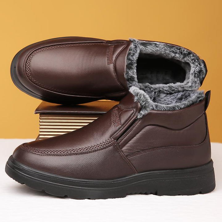 Waterproof Cozy Mens Slip-On Shoes - Faux Leather Winter