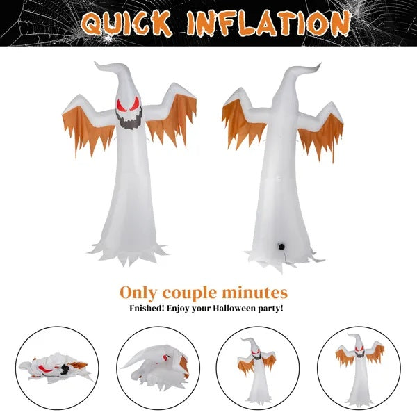 Inflatable 12ft Ghost LED Flames Flashing Eyes Halloween