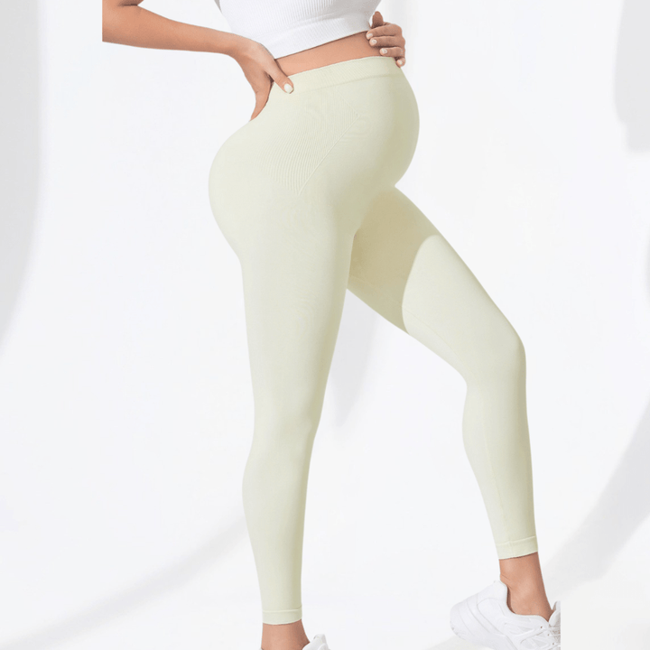 Comfortable Maternity Leggings with Supportive Stretch Belt for Pregnancy and Postpartum, Full-Length Yoga Pants