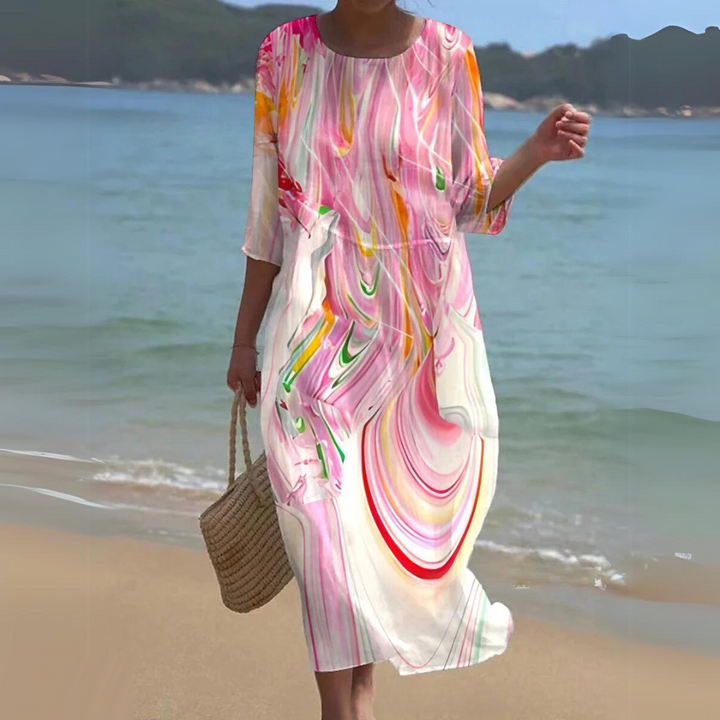 Elegant Floral Print Summer Dress for Women - Comfortable Fit Wedding Guest or Cocktail Dress