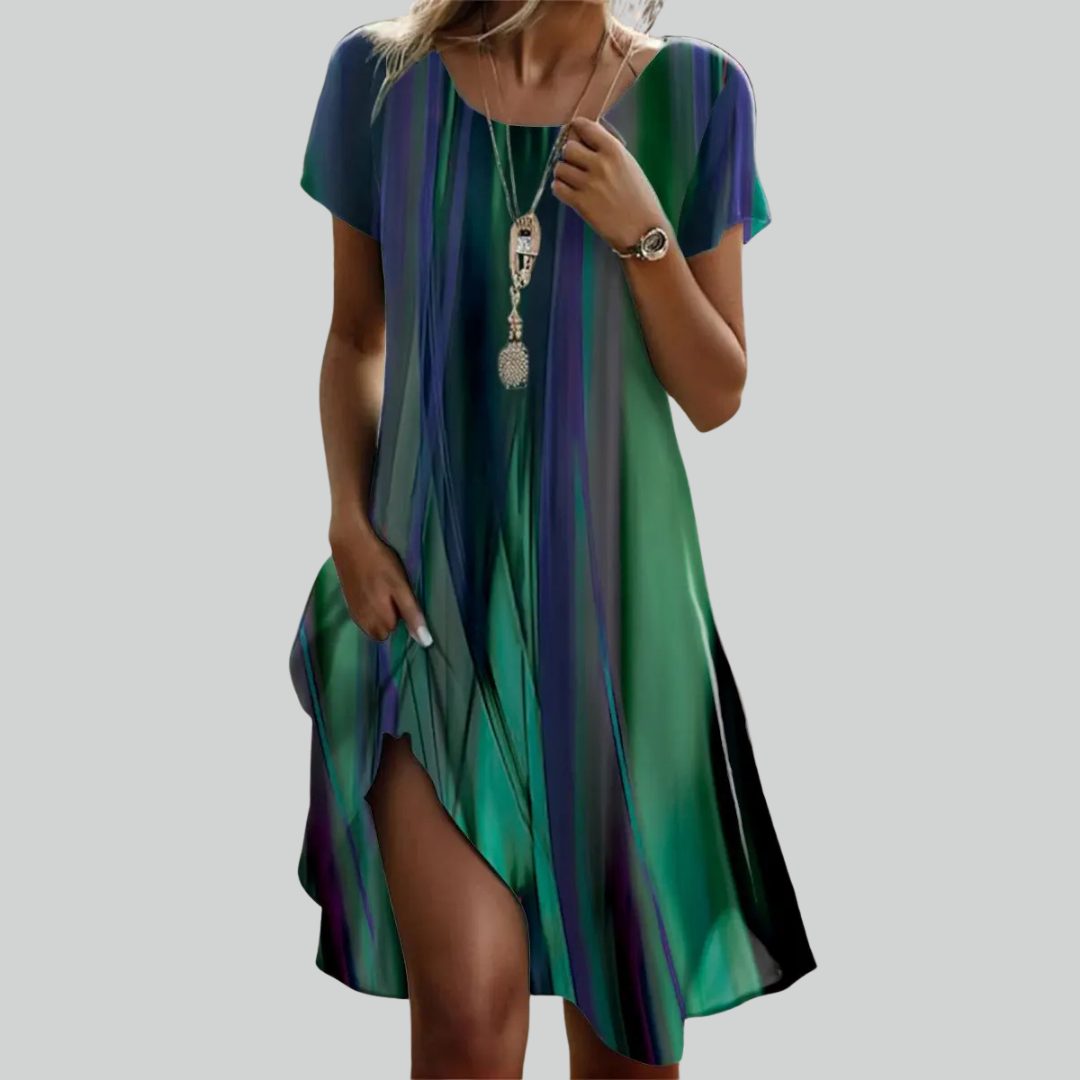 Summer Bohemian Dresses For Women V Neck Short Sleeve Floral Maxi Beach Dress
