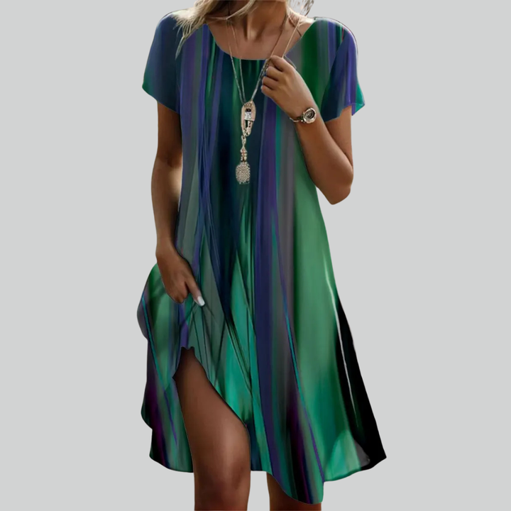 Summer Bohemian Dresses For Women V Neck Short Sleeve Floral Maxi Beach Dress