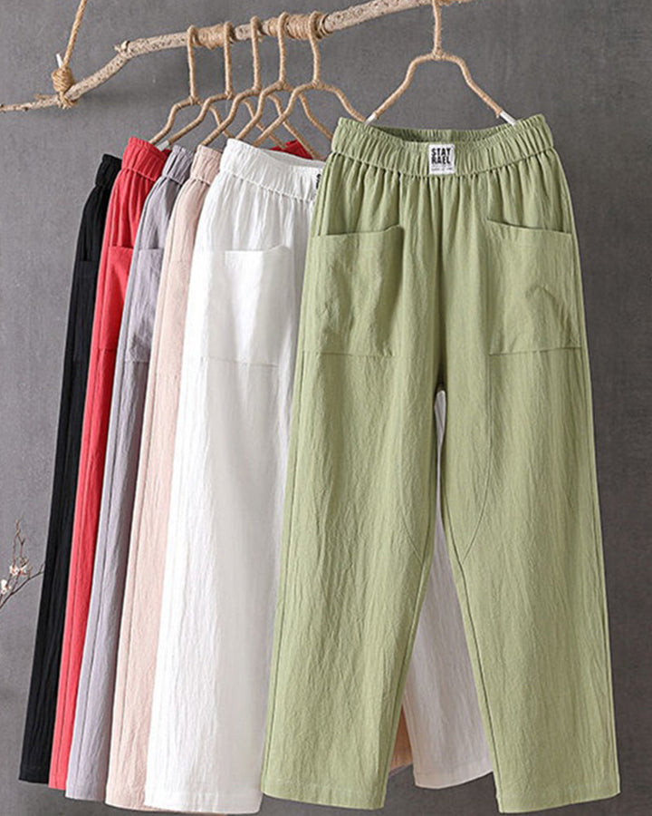 Loose-Fitting White Linen Pants for Women, Breathable Flax Trousers for All Occasions, Comfortable and Stylish