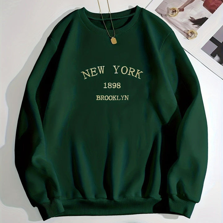 Oversized Crewneck Sweatshirt - Pullover Polyester, Casual
