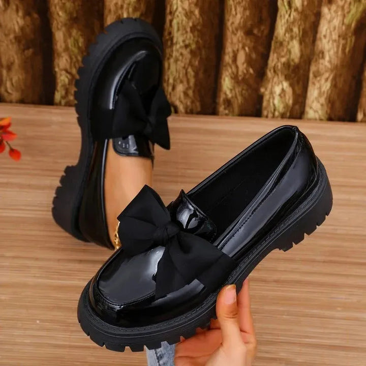 Thick Varnished Leather Moccasins for Women with Robust Sole for Comfort and Style