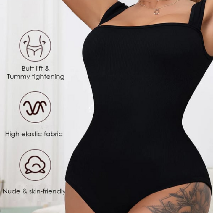 Seamless Shapewear Bodysuit with Belly Control and Flattering Neckline for All-Day Comfort