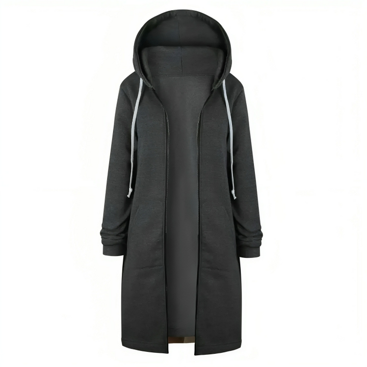 Soft Women Long Zip Hoodie - Relaxed Fit, Cotton Blend