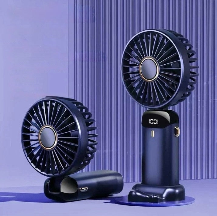 Handheld Mini Fan 3000mAh Portable USB Rechargeable Desk Fan 5 Speed Neck Hanging Outdoor Display Screen