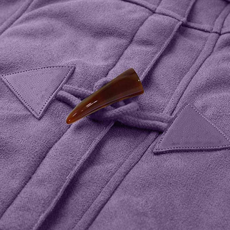 Warm Womens Winter Jacket - Hooded Mid-Thigh, Suede