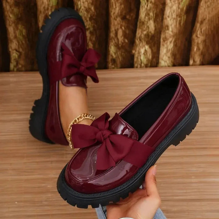 Thick Varnished Leather Moccasins for Women with Robust Sole for Comfort and Style