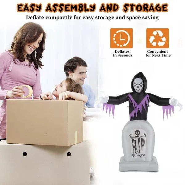 Grim Reaper Inflatable With LED Tombstone Halloween Decor