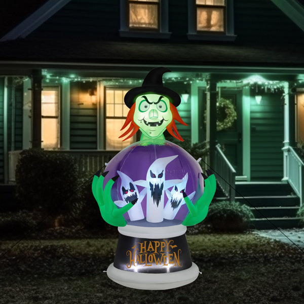 Witch Inflatable 5.9ft Crystal Ball Halloween Decor 2025