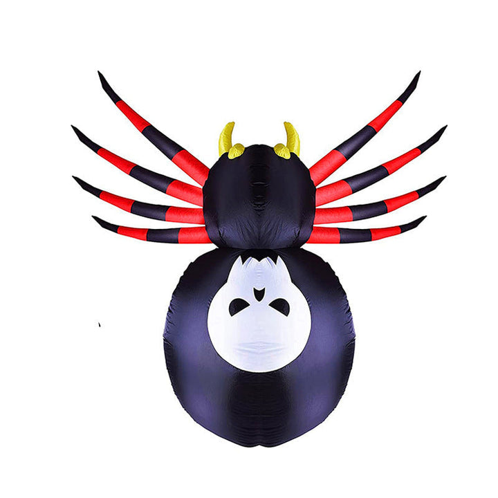 Inflatable Spider With LED Skull Abdomen Halloween Decor
