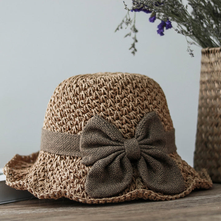 Straw Sun Hat Dome Crown With Bow Retro Beach Travel Hat Spring Autumn 2026 Trend Sun Protection