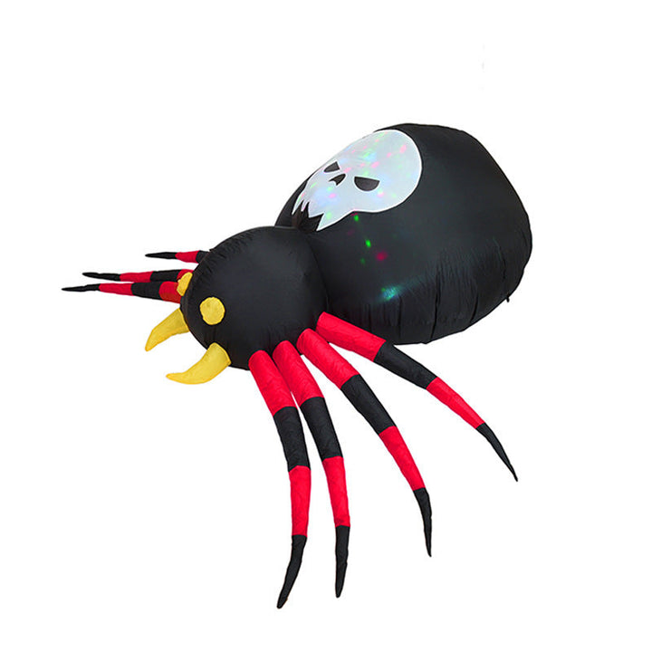Inflatable Spider With LED Skull Abdomen Halloween Decor