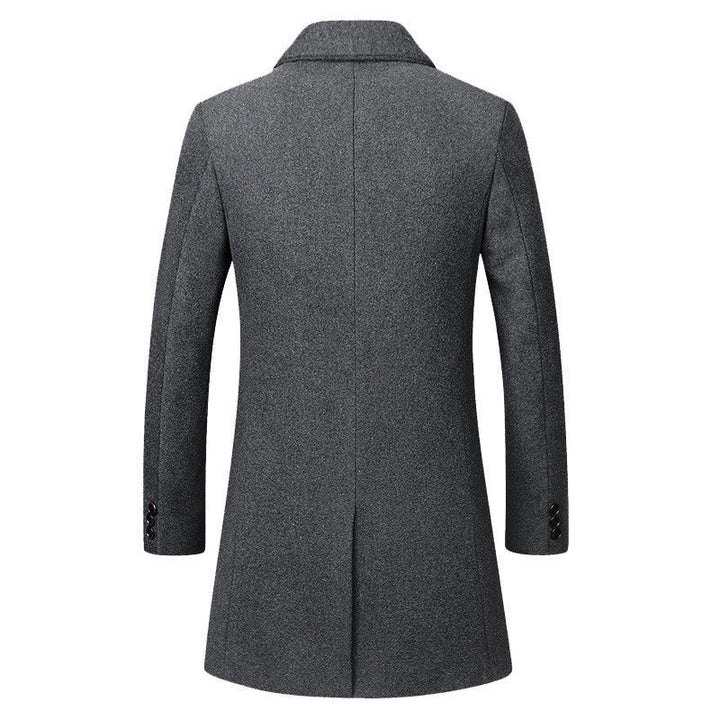 Warm Tailored Mens Wool Coat - Single Breasted Thigh, Winter