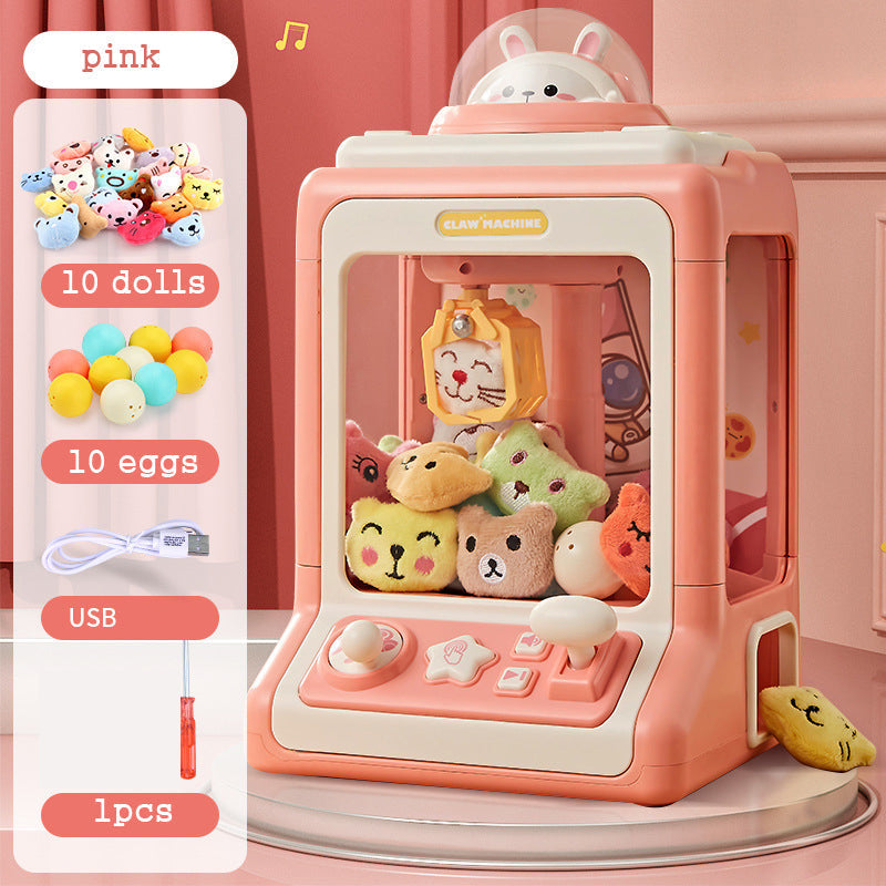 Mini Claw Crane Toy Machine for Kids - Coin Operated Plush Grabber Game with Lights &amp; Music