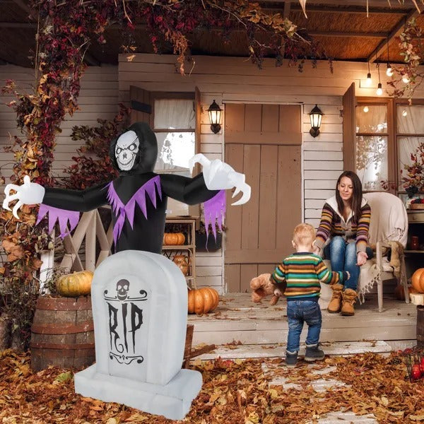 Grim Reaper Inflatable With LED Tombstone Halloween Decor
