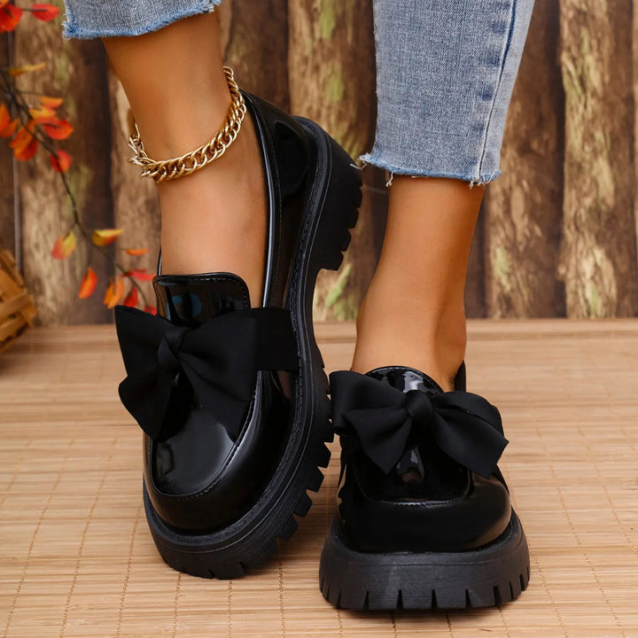 Thick Varnished Leather Moccasins for Women with Robust Sole for Comfort and Style