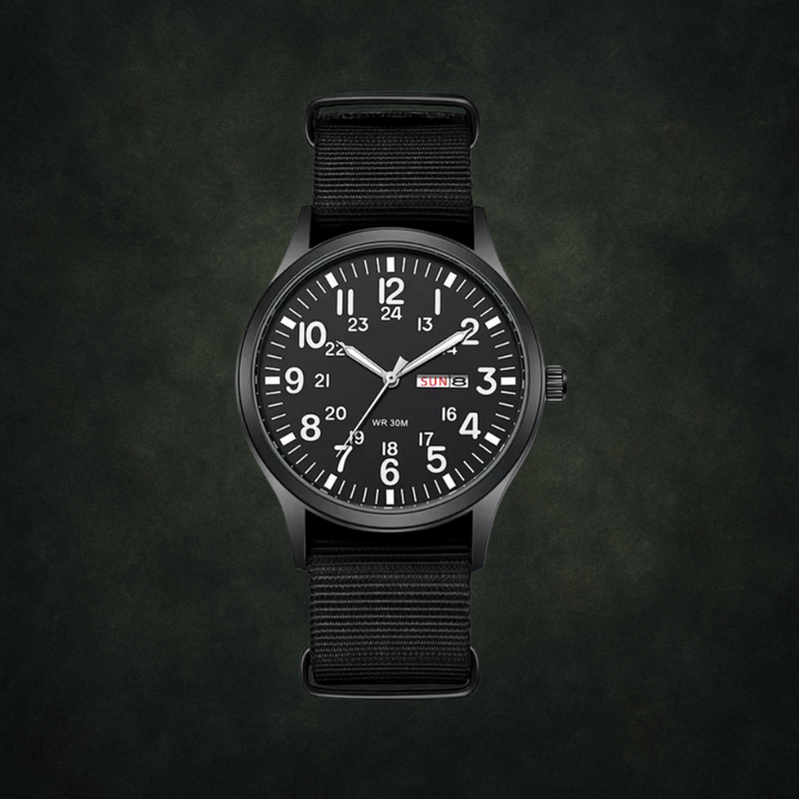 Durable Men’s Military-Style Watch – Waterproof, Scratch-Resistant, 42mm Dial – Green Black