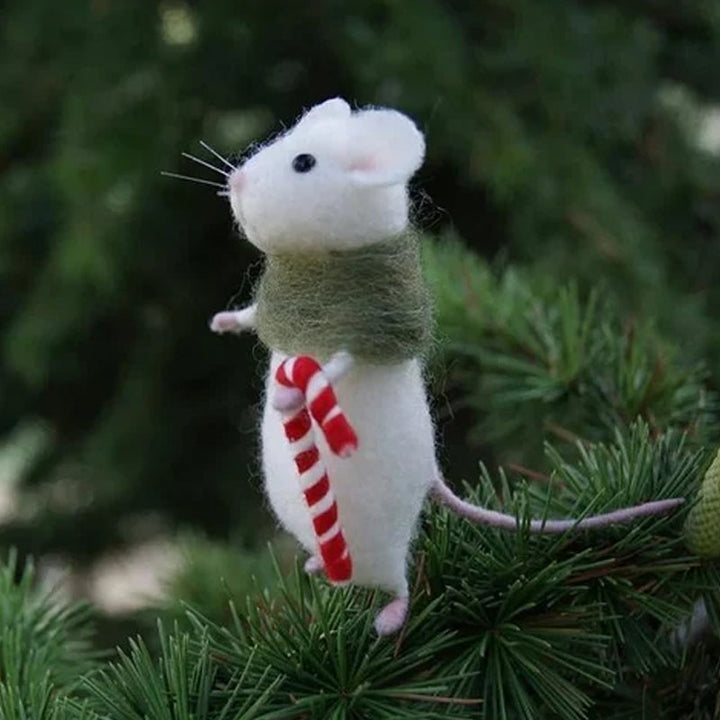Handcrafted Felt Pumpkin Mouse Ornament - Unique Seasonal Decor for Halloween &amp; Christmas Celebrations