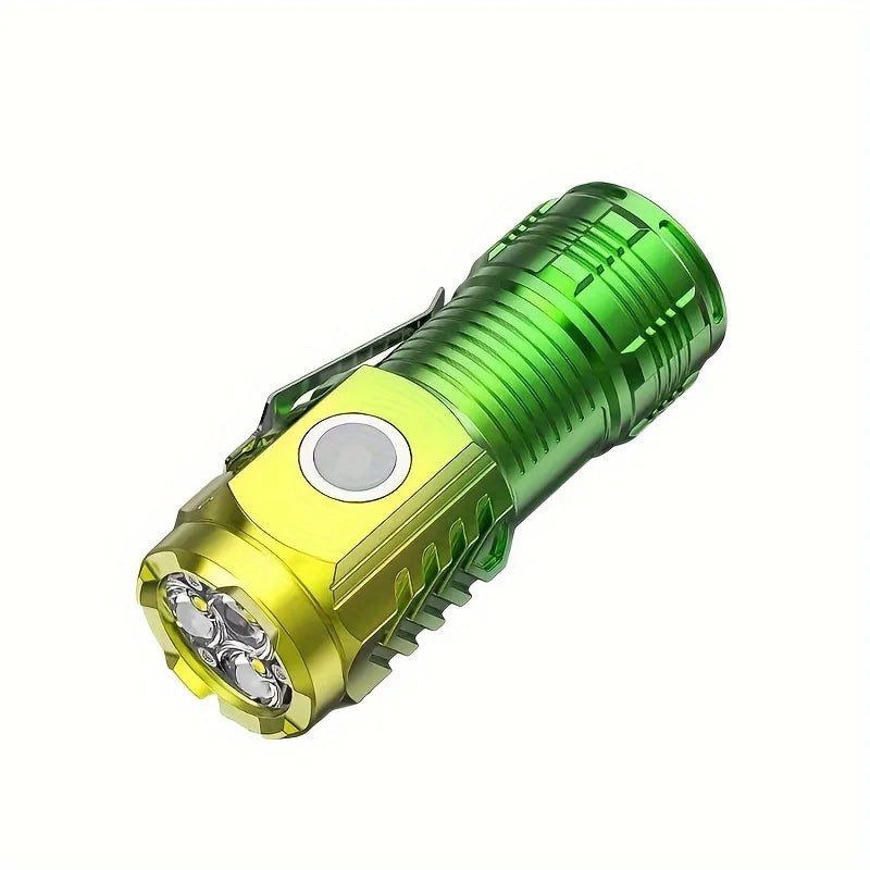 Tactical LED Mini Flashlight - USB Rechargeable 5 Modes Work Light for Hiking, Camping, Car Repair, Portable Torch with Clip &amp; Magnet
